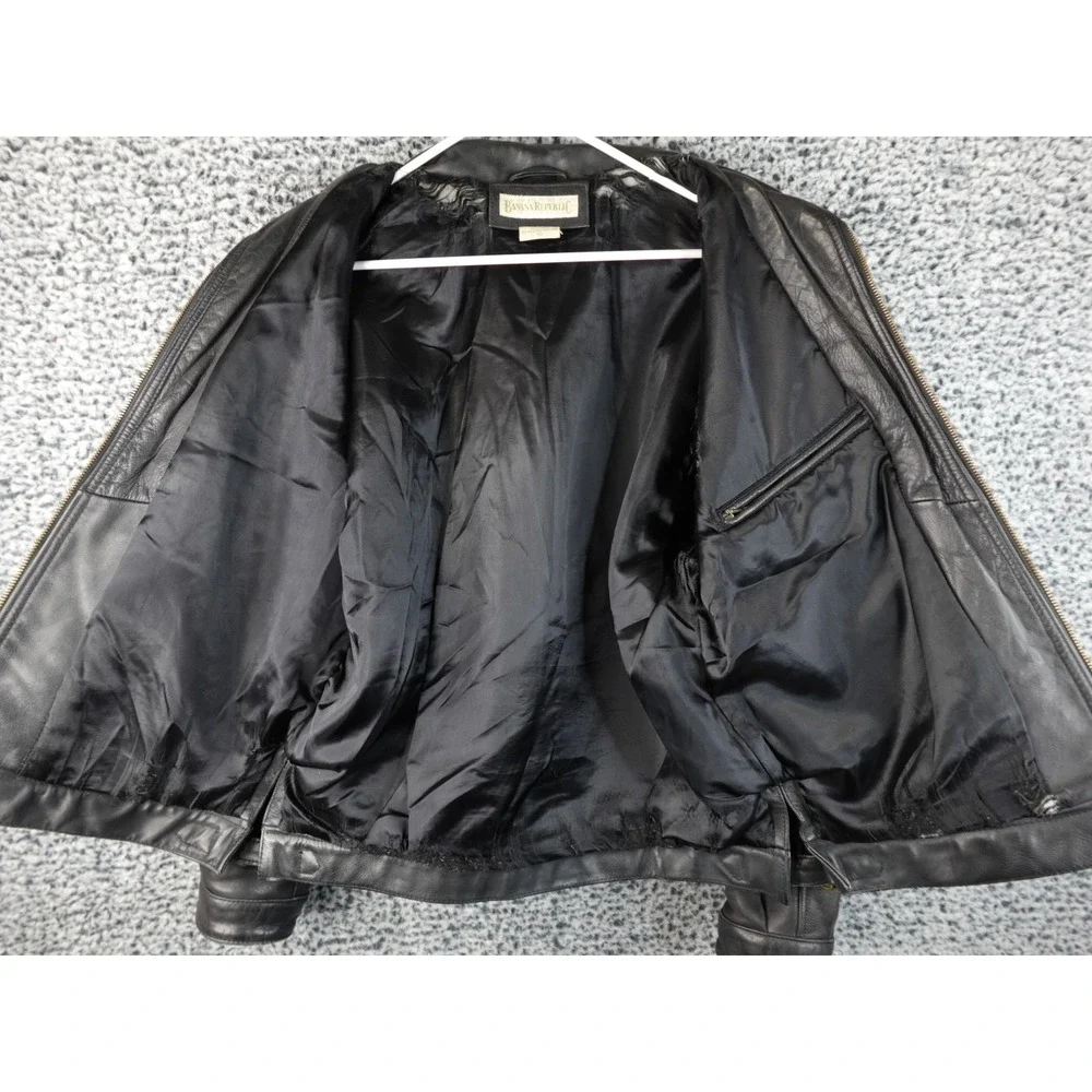 Banana Republic Men's Black Leather Jacket Size 38 Korea Made‎ Vintage Bomber